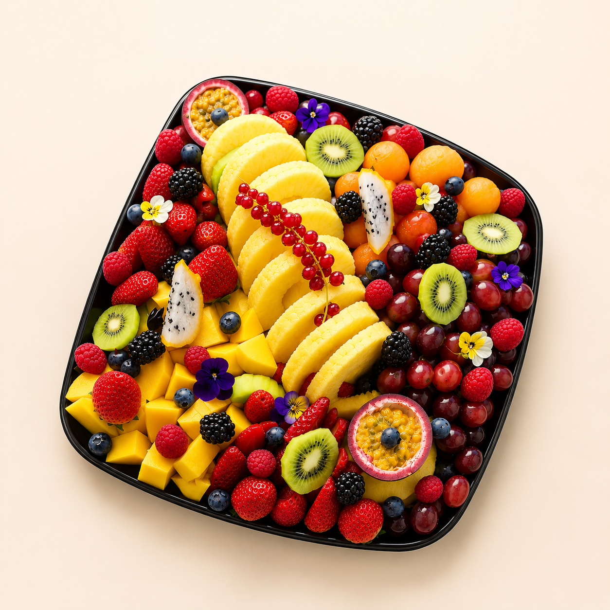 Plateau de fruits exotiques - 10 personnes 35cm x 35cm -