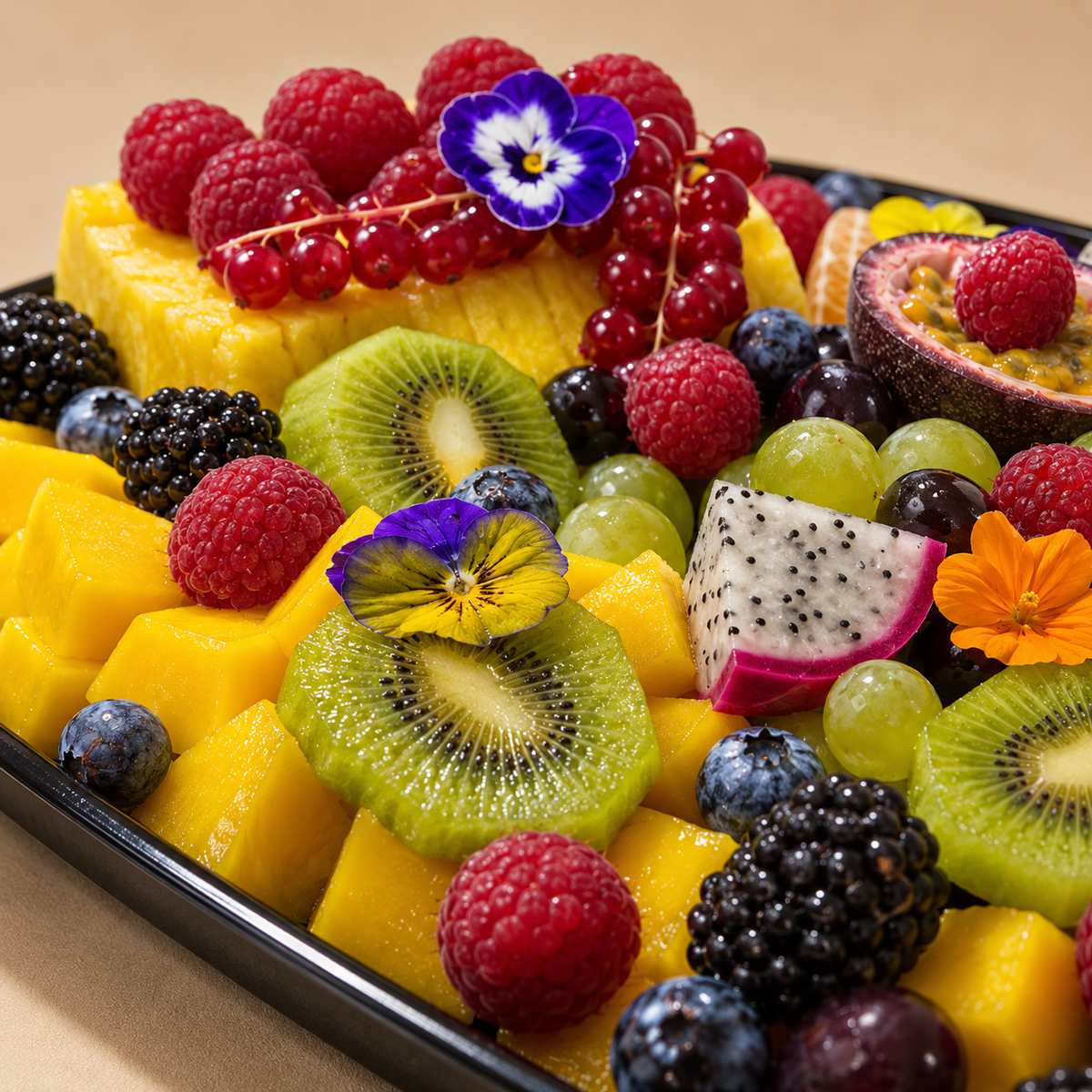 Plateau de fruits exotiques - 6 personnes 27cm x 27cm -